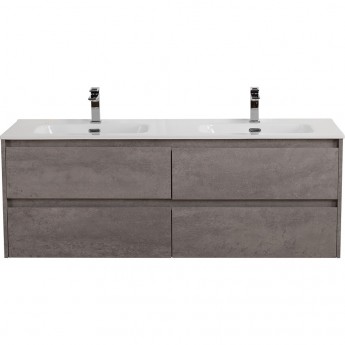 База под раковину подвесная BELBAGNO KRAFT-1400-4C-SO-2-CG с четырьмя выкатными ящиками для раковины с двумя чашами, Cemento Grigio, 1400x460x500 База под раковину подвесная BELBAGNO KRAFT-1400-4C-SO-2-CG с четырьмя выкатными ящиками для раковины с двумя чашами, Cemento Grigio, 1400x460x500